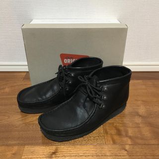 クラークス(Clarks)のClarks Wallabee rock 黒レザー 25.5cm(箱付)(ブーツ)