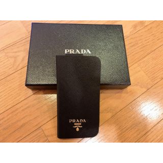 プラダ(PRADA)のPRADA iPhoneケース 手帳型 ブラック(iPhoneケース)