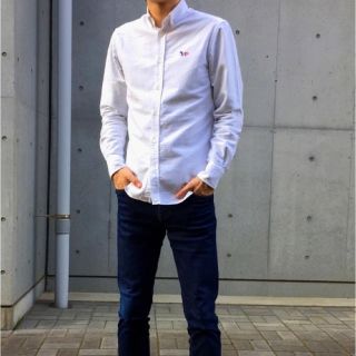 メゾンキツネ(MAISON KITSUNE')の【正規品】Maison Kitsune シャツ M ホワイト　(シャツ)