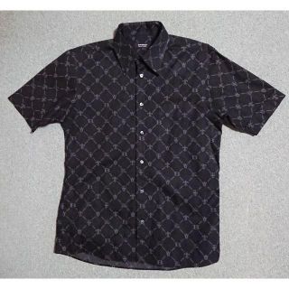 バーバリーブラックレーベル(BURBERRY BLACK LABEL)の希少 美品 バーバリーブラックレーベル 長袖モノグラムシャツ 黒 サイズ2(M)(Tシャツ/カットソー(半袖/袖なし))