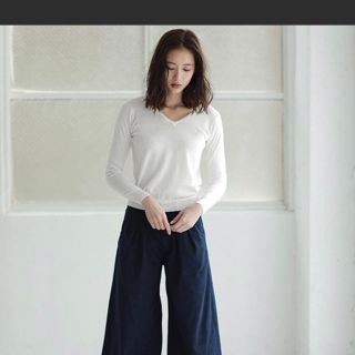 アズールバイマウジー(AZUL by moussy)のエアリーコットンベーシックVNPO(ニット/セーター)