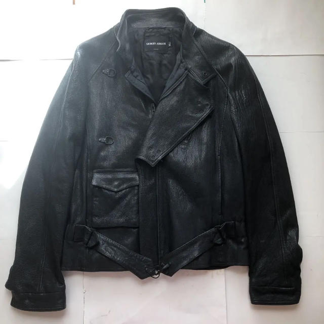Giorgio Armani(ジョルジオアルマーニ)のgiorgio armani leather motercycle jacket メンズのジャケット/アウター(レザージャケット)の商品写真