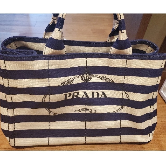 PRADA プラダ カナパ　ストライプ　ネイビー　美品❤️