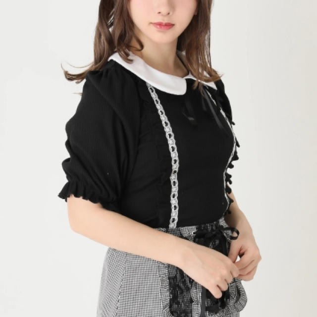 Ank Rouge(アンクルージュ)のハシゴレースTOPS レディースのトップス(カットソー(半袖/袖なし))の商品写真