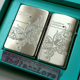 ジッポー(ZIPPO)の♥zippo♥彫りバタフライ/ペア♥SV(タバコグッズ)