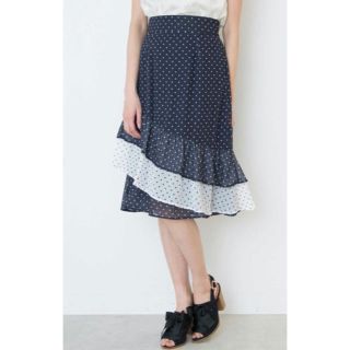 ジルバイジルスチュアート(JILL by JILLSTUART)の【新品♡】ジルバイ マルチドットラッフルスカート(ひざ丈スカート)