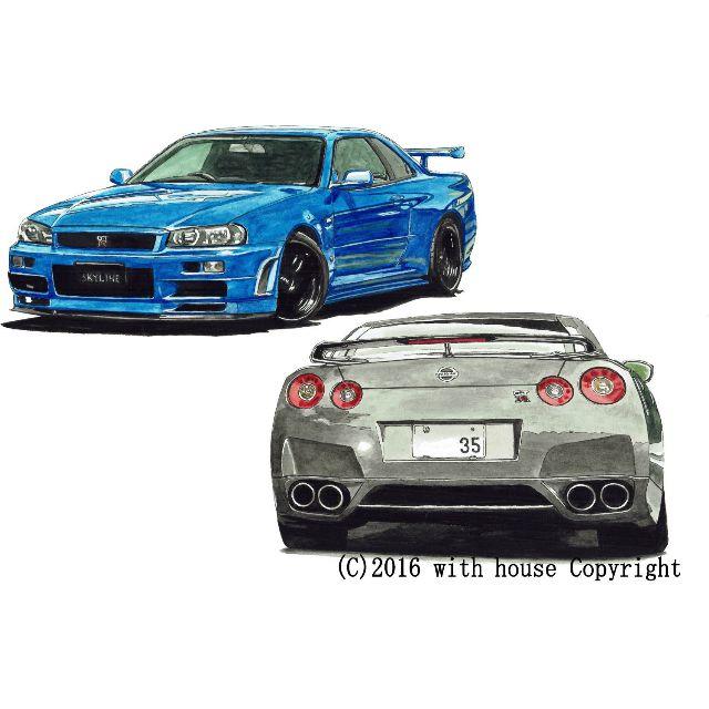 NC-280 GT-R R34/R35 限定版画 直筆サイン額装●作家 平右ヱ門 1