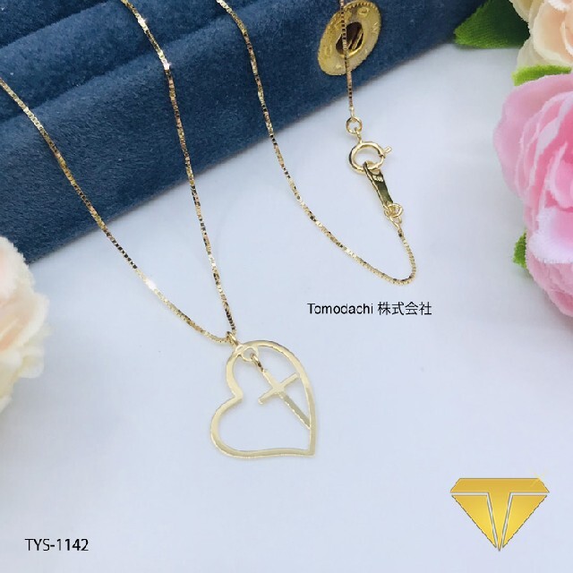 K18金 Cross in a Heart  ペンダント ネックレスネックレス