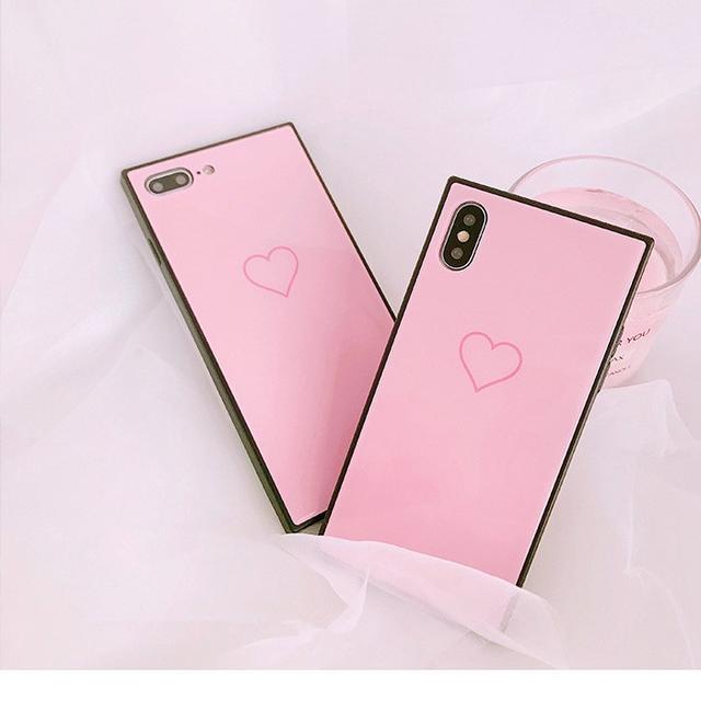 スクエア型 Iphoneケース おしゃれ かわいい ハート ピンクの通販 By