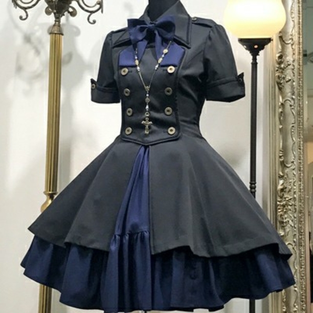 メイファス スカート ワンピース モワティエ 軍服 ネイビー 紺 ミリタリー