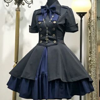 アトリエボズ(ATELIER BOZ)のメイファス スカート ワンピース モワティエ 軍服 ネイビー 紺 ミリタリー (ひざ丈ワンピース)