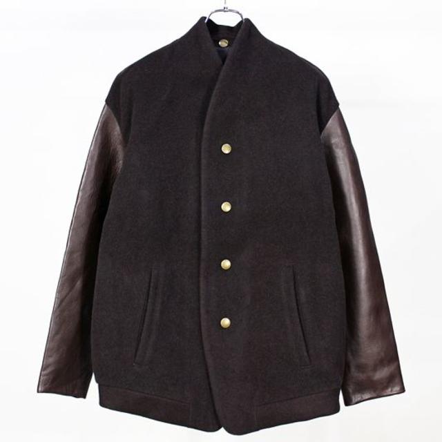 the sakaki スタジャン メルトン×レザー brown 新規購入 tweedmill.co.uk