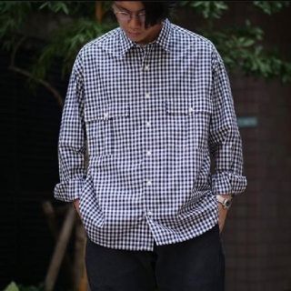 ポーター(PORTER)のタグ付 ROLL UP GINGHAM CHECK SHIRT - NAVY(シャツ)