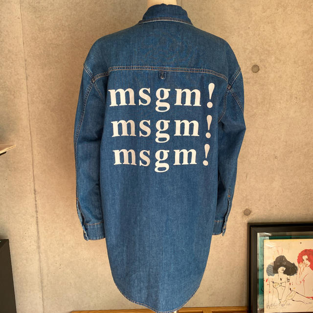 msgm デニムジャケット　40 レディース　ロゴ　ホワイト　オフホワイト