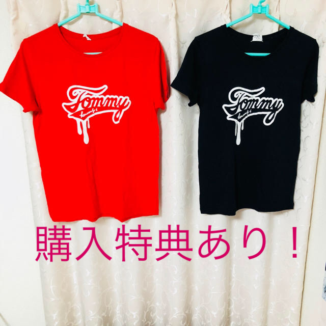 Tommy heavenly6 ロゴTシャツ レッド ブラック XSサイズ レディースのトップス(Tシャツ(半袖/袖なし))の商品写真