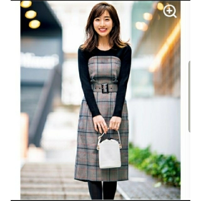 JUSGLITTY - JUSGLITTY ニットドッキングチェックワンピースの通販 by