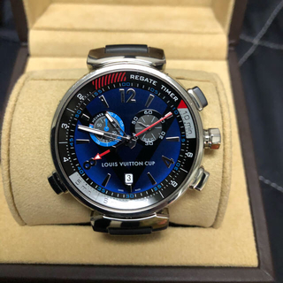 ルイヴィトン(LOUIS VUITTON)のレガッタ クロノグラフ Q102D 100m防水 青 ブルー SS メンズ (腕時計(アナログ))