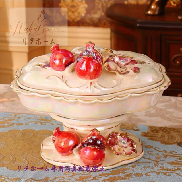 高級果物皿　盛り皿 お菓子皿　フルーツプレート　花柄豪華～果物カゴ お菓子鉢