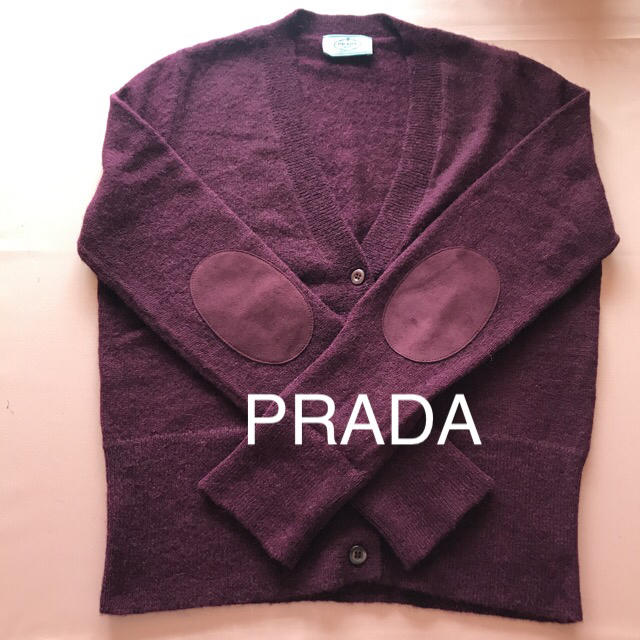 【プラダ】カシミヤ100% PRADA バーガンディ　カーディガン　ワイン色