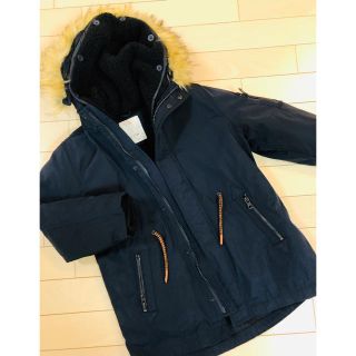 ザラキッズ(ZARA KIDS)の超美品☆ZARA キッズ用モッズコート　取外し可ボアライナー付　130㎝　紺(コート)