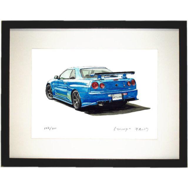 NC-287 GT-R R34 限定版画 直筆サイン額装●作家 平右ヱ門美術品/アンティーク