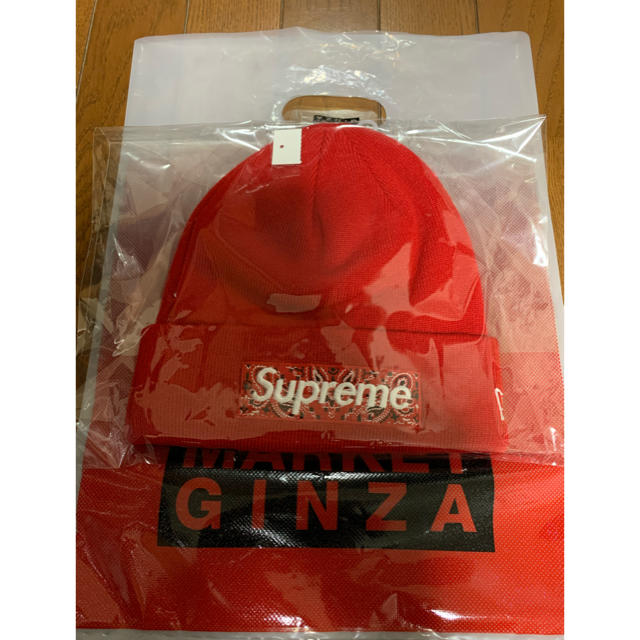 Supreme(シュプリーム)の赤　supreme 19 fw newera box logo beanie メンズの帽子(ニット帽/ビーニー)の商品写真