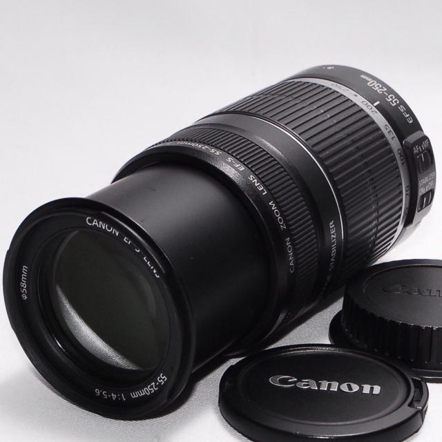 Canon(キヤノン)の☆手ぶれ補正付き☆Canon 55-250mm 大迫力の望遠レンズ・美品 スマホ/家電/カメラのカメラ(レンズ(ズーム))の商品写真