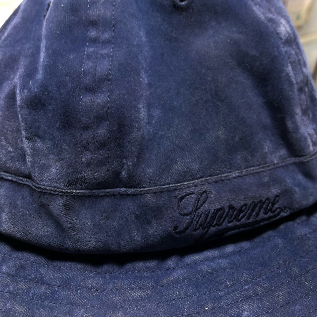 supreme washed velvet bell hat M/L navy