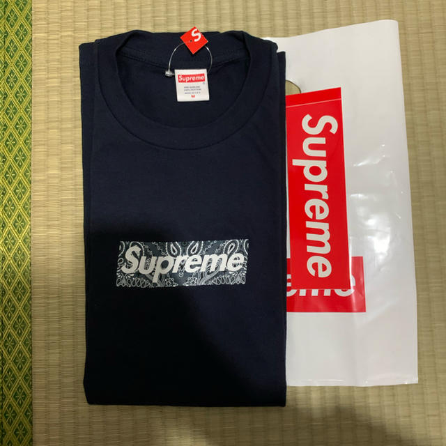 Supreme bandana box logo tee M navy  新品Tシャツ/カットソー(半袖/袖なし)