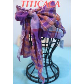 チチカカ(titicaca)の☆新品☆  チチカカ チェック柄リボンヘアバンド/ヘアターバン No.18(ヘアバンド)