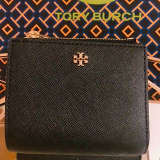 トリーバーチ(Tory Burch)の【SALE】トリーバーチ黒折り財布ミニウォレット小銭入れファスナー新品(財布)