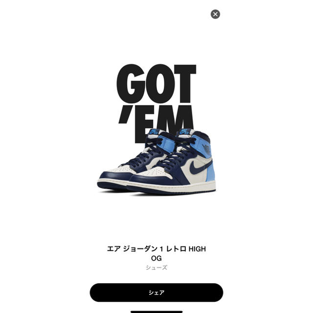 NIKE(ナイキ)のAIR JORDAN 1 HIGH OG OBSIDIAN(280cm) メンズの靴/シューズ(スニーカー)の商品写真