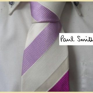 ポールスミス(Paul Smith)の美品★ポールスミス★【気品溢れるストライプ】高級ネクタイ★コットン混(ネクタイ)