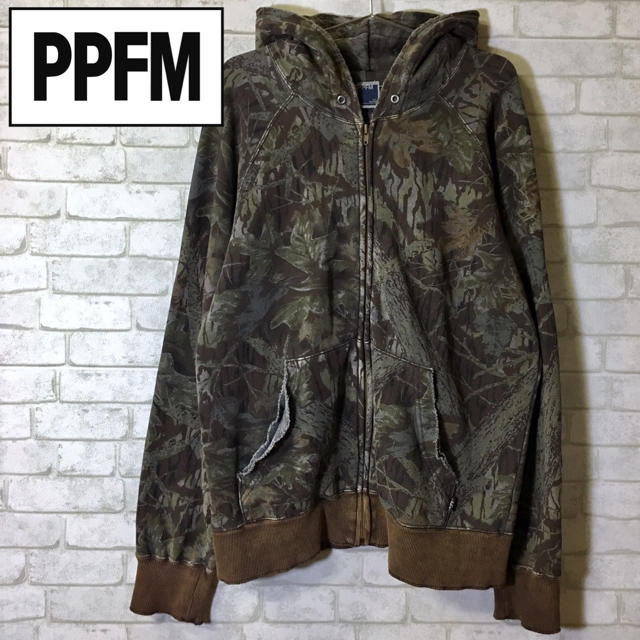 PPFM(ピーピーエフエム)の【PPFM】 リアルツリー柄 パーカー ダメージ加工 スウェット/Mサイズ メンズのトップス(パーカー)の商品写真