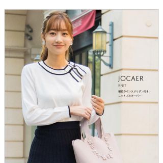 トッコ(tocco)のtocco【jocaer】  配色ライン入りリボン付きニットプルオーバー (ニット/セーター)