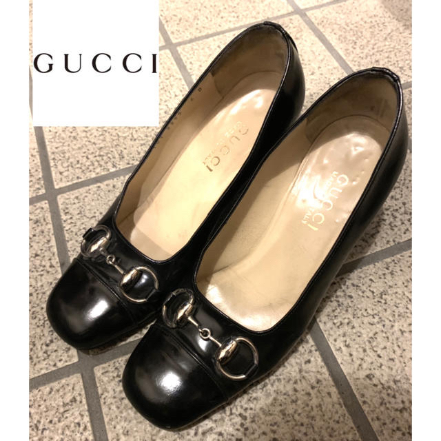 Gucci - GUCCI パンプス 黒金 革の通販 by のん's shop｜グッチならラクマ