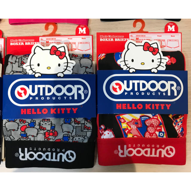 OUTDOOR PRODUCTS(アウトドアプロダクツ)の新品 Mサイズ2枚セット アウトドア ハローキティ キティちゃん ボクサーパンツ メンズのアンダーウェア(ボクサーパンツ)の商品写真