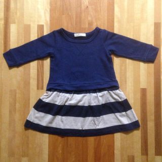 グローバルワーク(GLOBAL WORK)の子供服☆ネイビーのワンピース（S）(ワンピース)