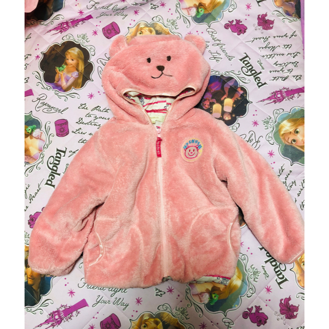 HusHush(ハッシュアッシュ)のHusHusHのピンクのクマのコート キッズ/ベビー/マタニティのキッズ服女の子用(90cm~)(コート)の商品写真