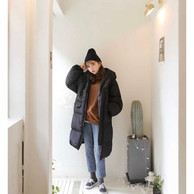 ブラック ダウンコート 中綿コート ロング 未使用 韓国ファッション