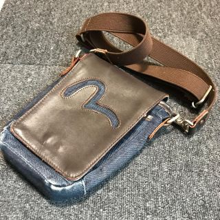 エビス(EVISU)の【中古】EVISU エヴィス レザー デニム ショルダーバッグ 日本製(ショルダーバッグ)