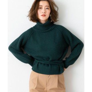 アメリヴィンテージ(Ameri VINTAGE)の【AmeriVINTAGE】バックタックニットトップス・グリーン(ニット/セーター)