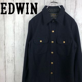 エドウイン(EDWIN)の希少 エドウィン メルトン ウール シャツ ジャケット L 濃紺 シャケット(シャツ)