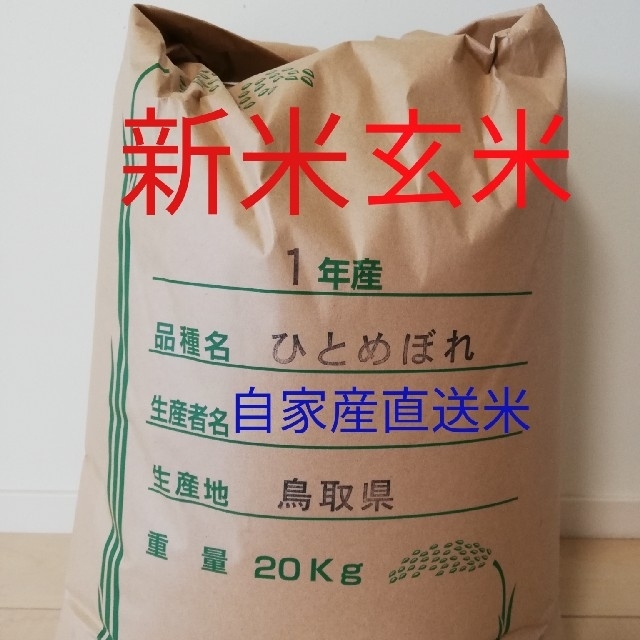 新米 お米20kg 令和元年鳥取県産 ひとめぼれ 《玄米》