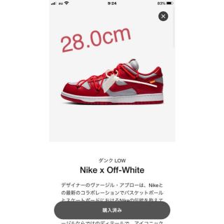 オフホワイト(OFF-WHITE)の最終値下げ nike offwhite dunk 28.0(スニーカー)