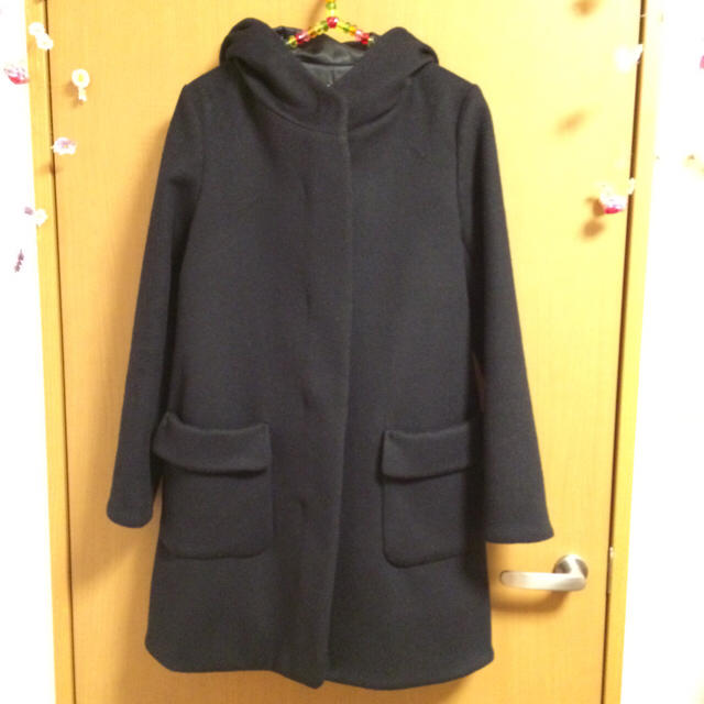 BEAMS(ビームス)のビームス☆黒フード付きコート レディースのジャケット/アウター(その他)の商品写真