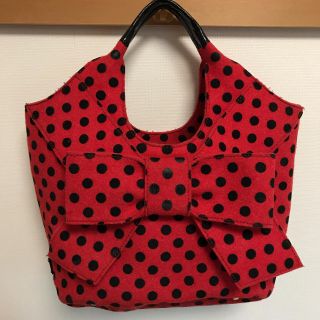 ケイトスペードニューヨーク(kate spade new york)のkate spade カバン　赤　ドット　マザーバッグ(ハンドバッグ)