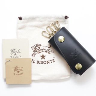 イルビゾンテ(IL BISONTE)の新品 イルビゾンテ キーケース スマートキー ケース レザー おしゃれ ブラック(キーケース)