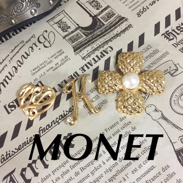 【美品】【激安】♪MONETモネ 他 ブローチ 3点セット