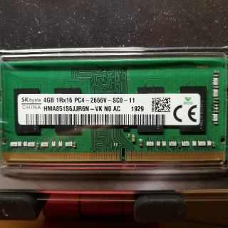ノートPC　メモリ　4GB DDR4(PCパーツ)